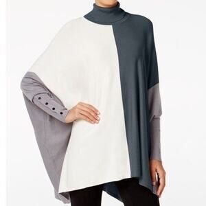 Alfani Turtleneck Colorblock Poncho Sweater sz M